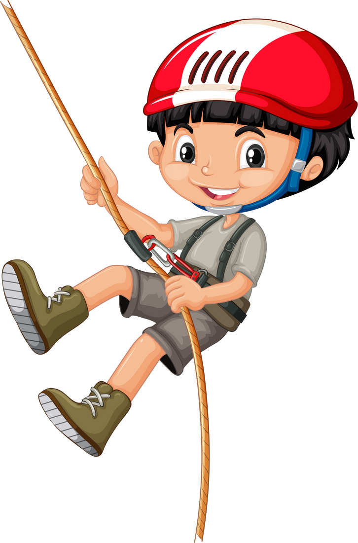 A boy on climbing rope