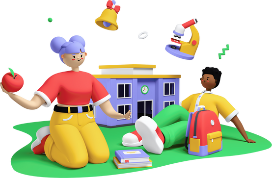 School Break - Colorful 3D Style Illustration